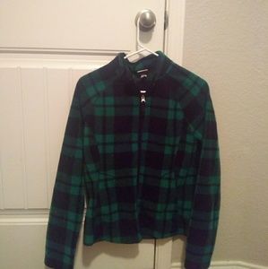 Super cute polyester green and black plaid jacket